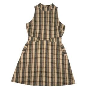 Alexia Admor Plaid Mini Shift F&F Dress Sleeveless Work Winter Camel Black Red M